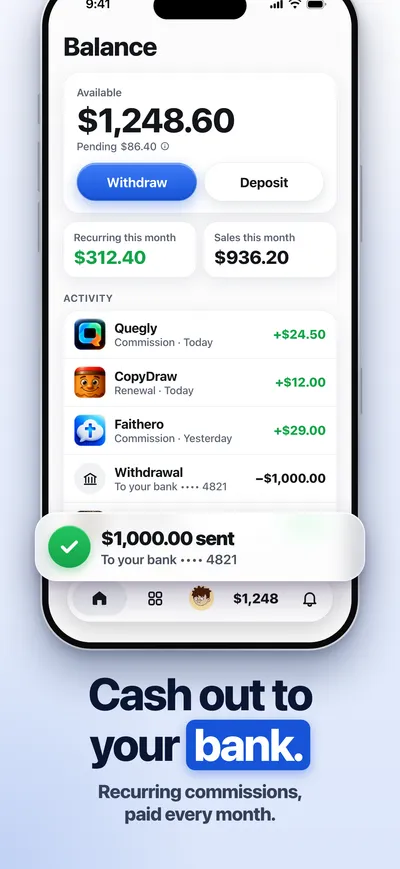 Cash out to your bank