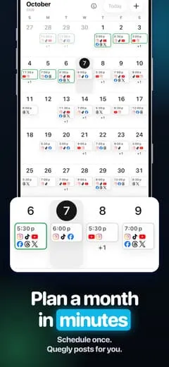Quegly screen: plan a month